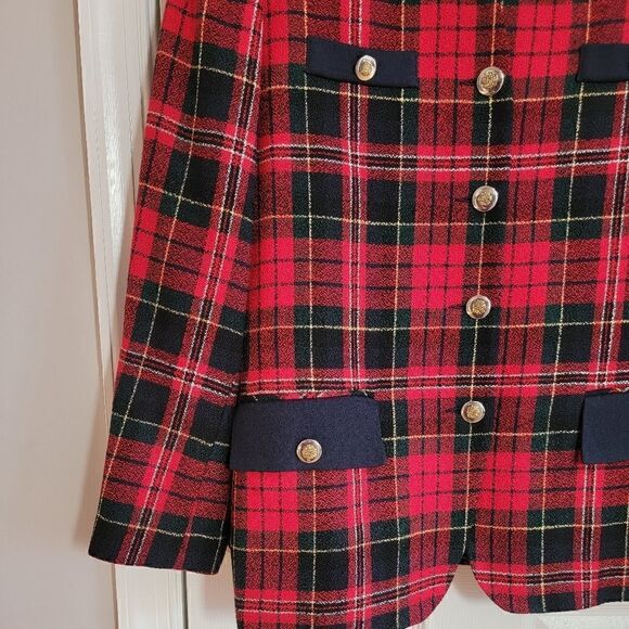 Vintage Plaid/Gold Bottons Blazer 14 - Picture 5 of 9